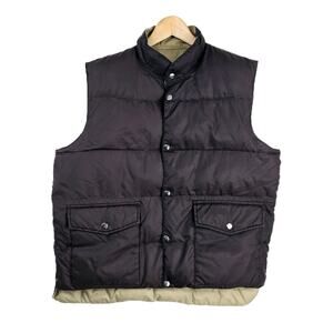 Vintage Spiegel Down Puffer Vest Reversible Brown Tan Snap Large 70s 80s